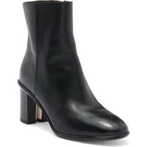 NEW, Tory Burch Brooke Stamped Heel Leather  Ankle Boots Black Size 9.5